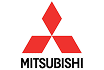 Logo Mitsubishi rouge composé de trois losanges superposés, avec le texte 'MITSUBISHI' en dessous sur fond blanc.